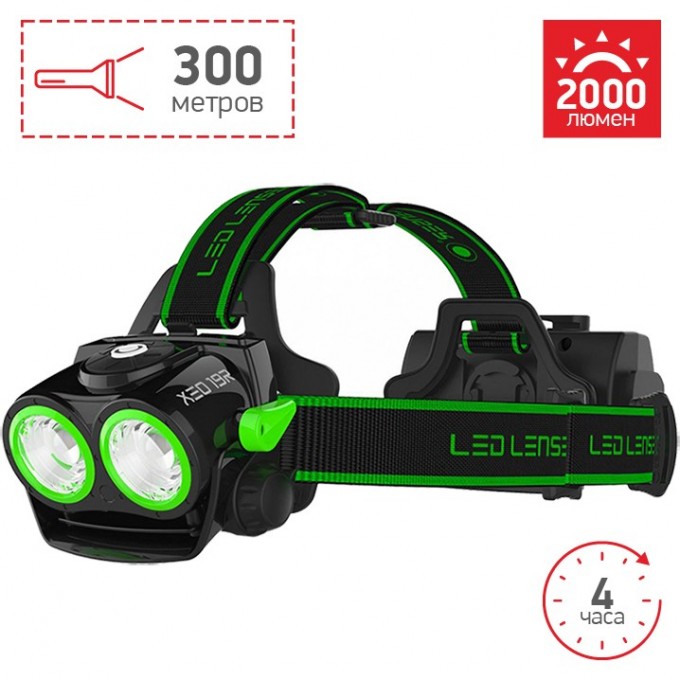 Светодиодный налобный фонарь LED LENSER XEO 19R зеленый 7319-RG Светодиодный налобный фонарь LED LENSER XEO 19R зеленый 7319-RG
