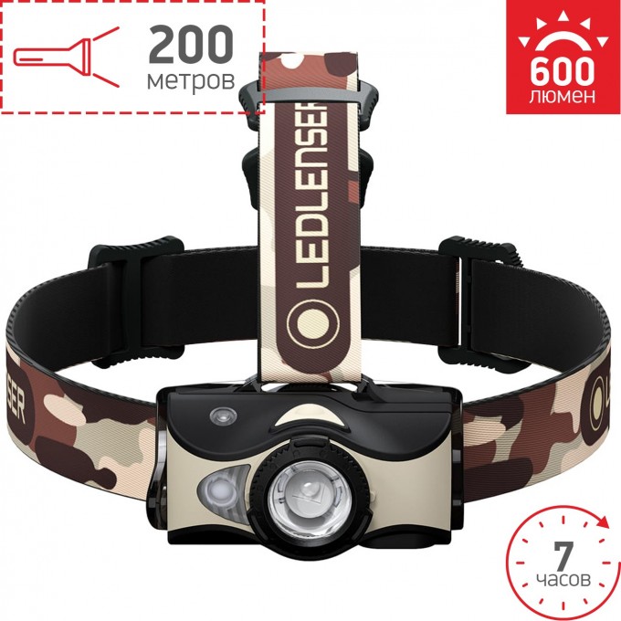 Аккумуляторный налобный фонарь LED LENSER MH8 черно-песочный 502157 Аккумуляторный налобный фонарь LED LENSER MH8 черно-песочный 502157