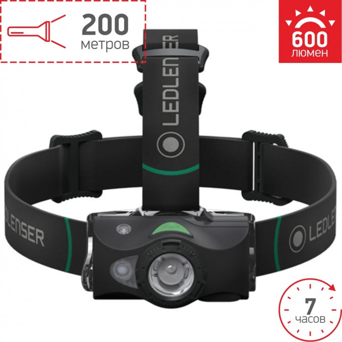 Аккумуляторный налобный фонарь LED LENSER MH8 черный 500972 Аккумуляторный налобный фонарь LED LENSER MH8 черный 500972